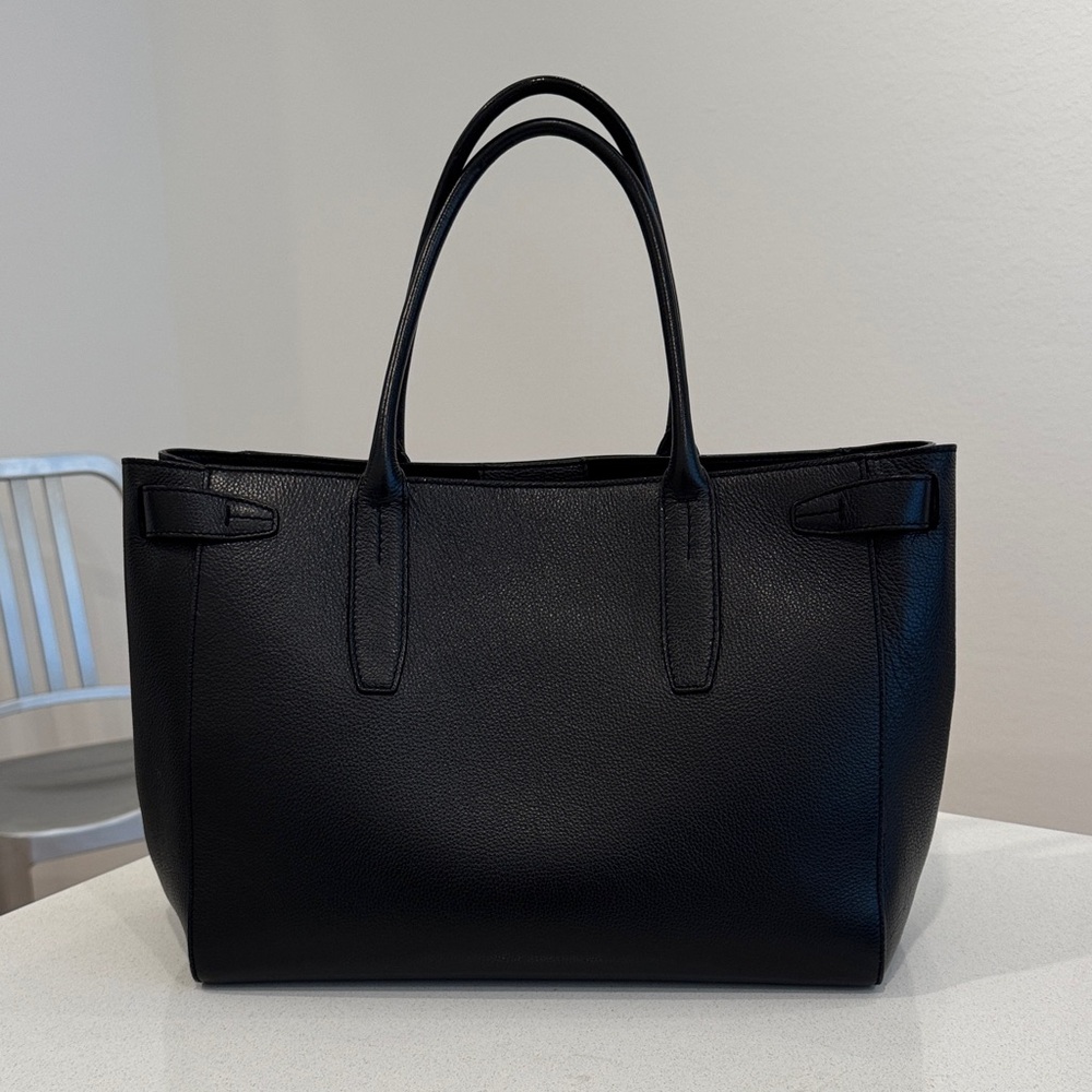 Theory Black Pebbled Leather Tote - Picture 2 of 9